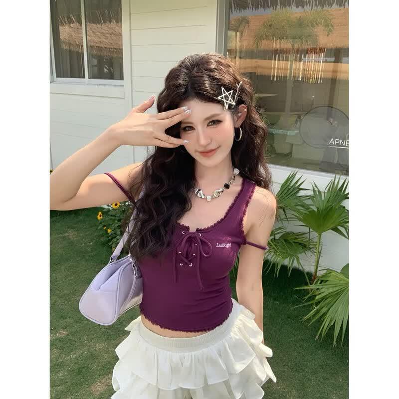 Women s Embroidered Layered Camisole Tank Top One Size