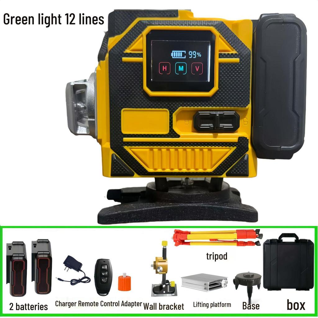 Wysokoprecyzyjny zielony niwelator laserowy 12/16-liniowy z automatycznym poziomowaniem