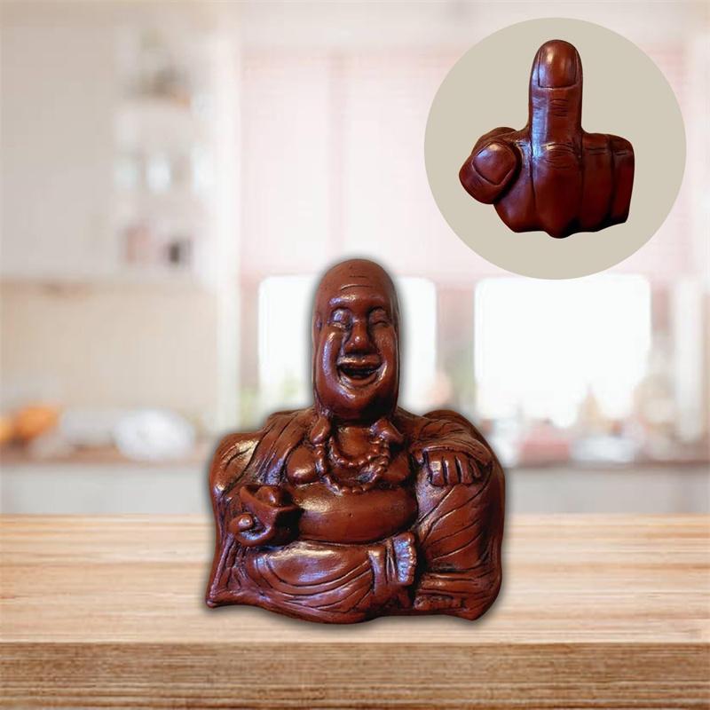 Middle Finger Laughing Buddha Statue Resin Ornament Buddha Flip Statue Unexpected Backside Funny Joke Prank Gag Gifts