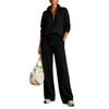 Completo da Loungewear Autunno Inverno 2026 da Donna con Felpa con Cappuccio e Zip ad Alto Collo e Pantaloni a Gamba Larga in Maglia di Misto Cotone