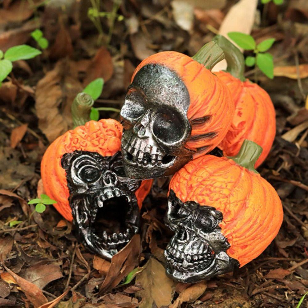 Resin Artificial Skull Head Model Vintage Fake Skeleton Ornament  Holiday Party Decor