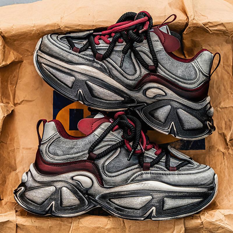 Men's Shoes 2024 Autumn New Thick-soled Wear-resistant Sports and Leisure Shoes, Youth Trend Increases, Old Dad Trendy Shoes