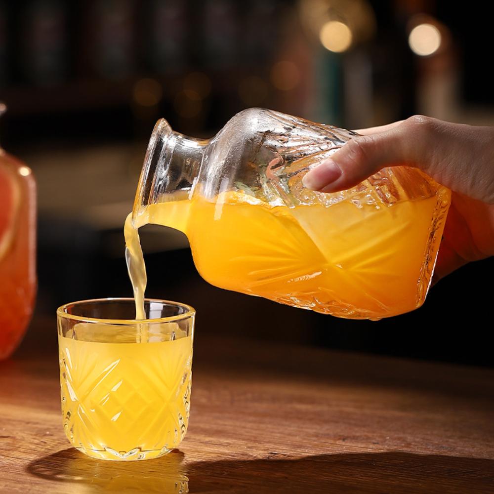 Diamond Engraved Cocktail Glass Set Single Serve Etched Juice Drink Cup Bar Atmosphere