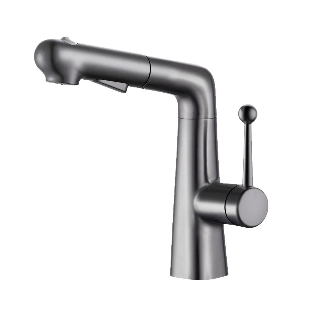 Adjustable Bronze Pink/Yellow Pull-out Bathroom Basin Faucet Splash-proof Rotating Cold And Hot Mixed Water Basin Faucet