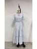 European and American Style Women's Lace Short Sleeve Dress - High Waist Slimming Mid-Length Dress