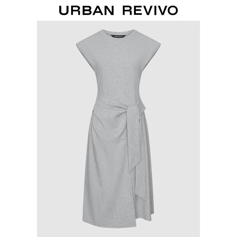 

UR 2025 Autumn Women s Casual Belted Round Neck Dress XL