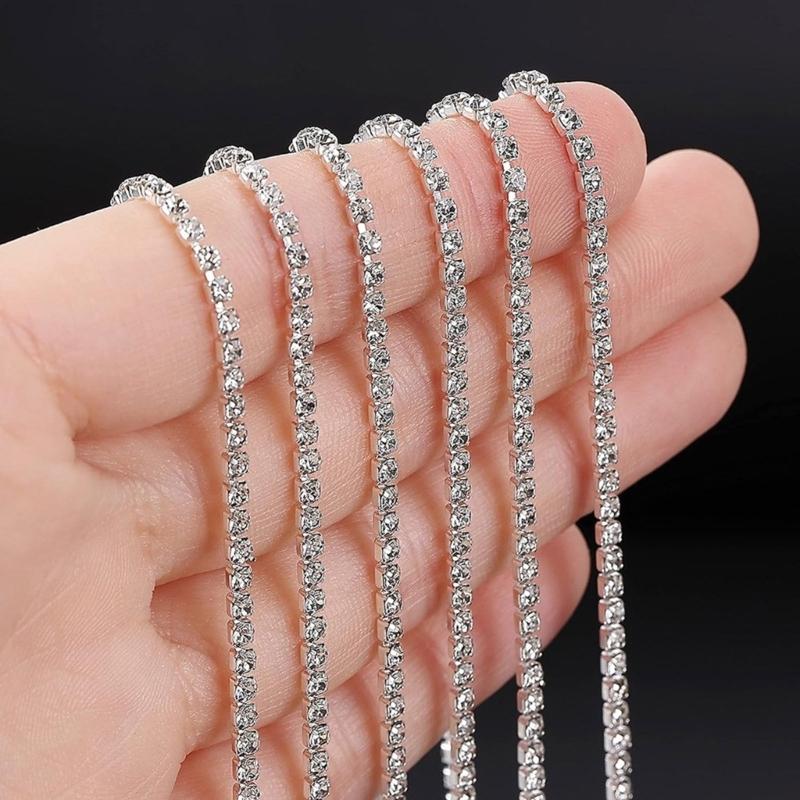 Rhinestones Close Chain Sew On Glass Rhinestones Trim Rhinestones Chain Rhinestones Cup Chain for DIY Craft Decorations