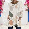 Women Plus Size Round Neck Long Sleeve Abstract Print Loose Longline T Shirt With Pockets