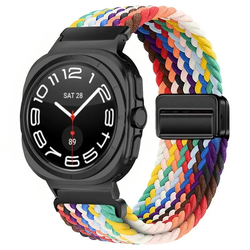 Nylon Braided Loop Strap for Samsung Galaxy Watch Ultra 47mm Magnetic Bracelet Wristband for Galaxy Watch 6 5 4 40mm 44mm 43mm 45mm Accessories