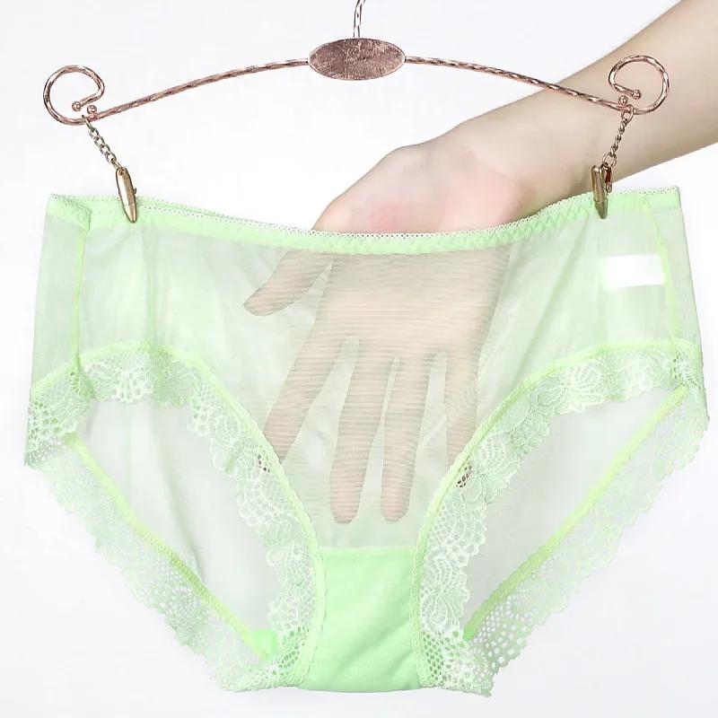 Ropa Interior Femenina  Underwear Women Panties Large Size 3XL Soft Lace Mesh Fully Transparent and Thin Sexy Panties Lingerie