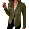 Women S Solid Suede Blazer Coat Long Sleeve Casual Style