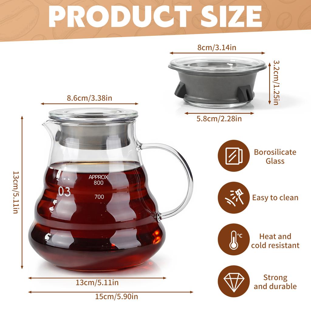 Hand-made Glass Coffee Pot Set with Lids Cloud Shaped Coffee Maker Filter Server with Extraction Cup for Home Picnic Use