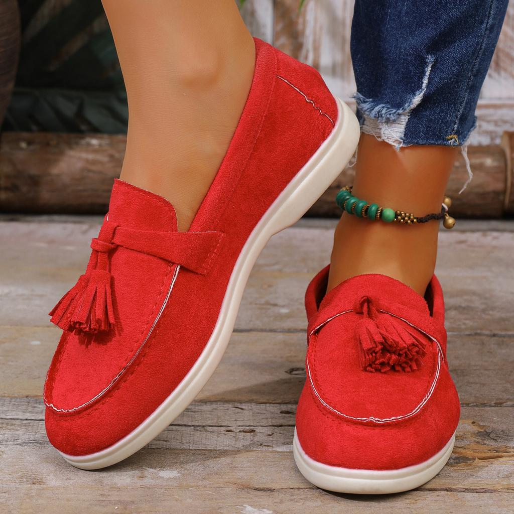 Fall New Style Loafers - Soft Suede Material Retro Style British Style Fashionable Anti-slip Casual Women's Flat Shoes Plus-size