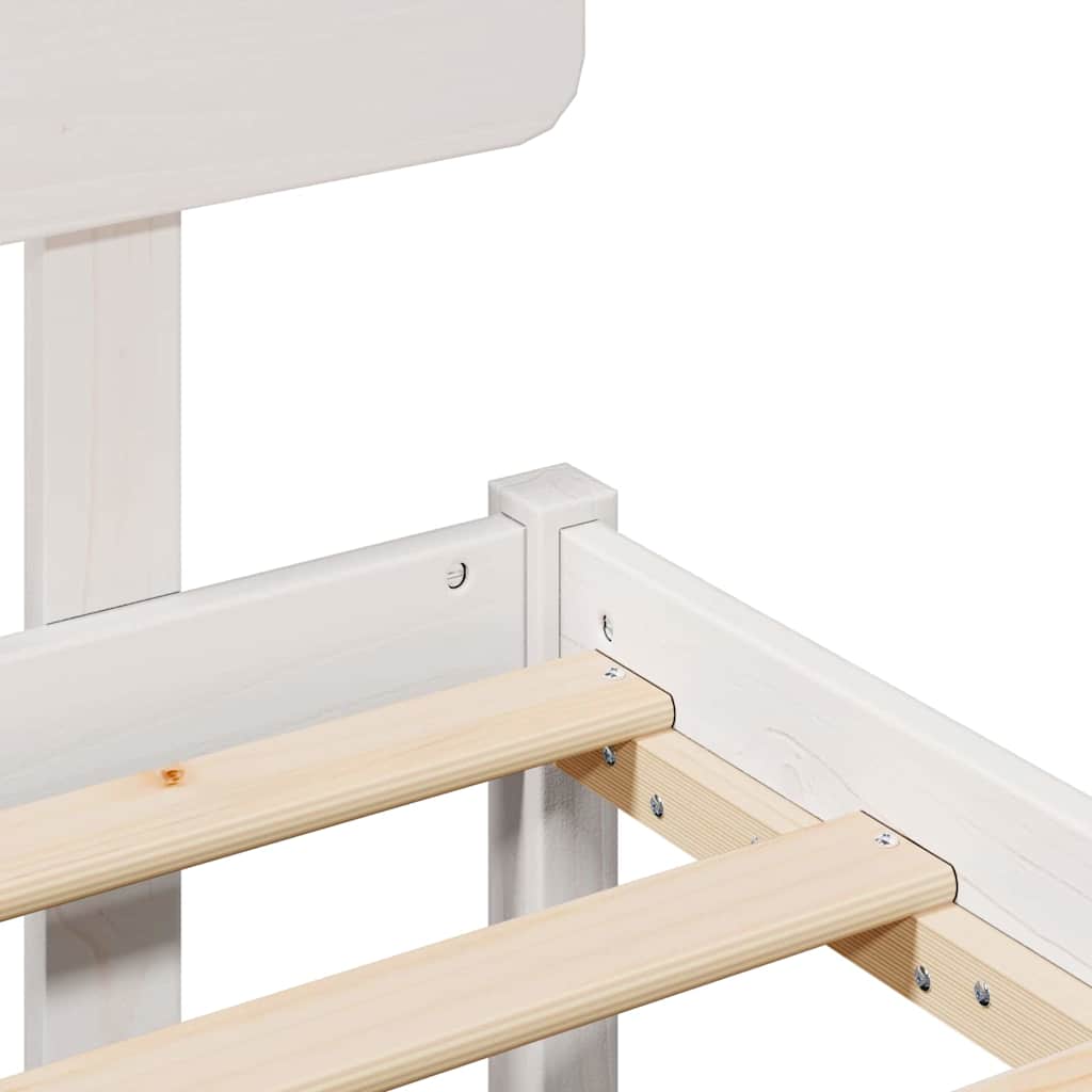 Bed Frame with Headboard White 100 x 200 cm Solid Pine Wood