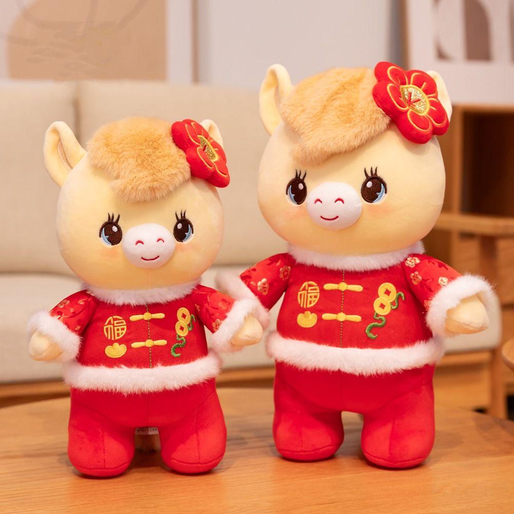 Cute Horse Stuffed Toy Chinese Zodiac New Year Mascot Traditional Pony Plush Doll  Spring Festival