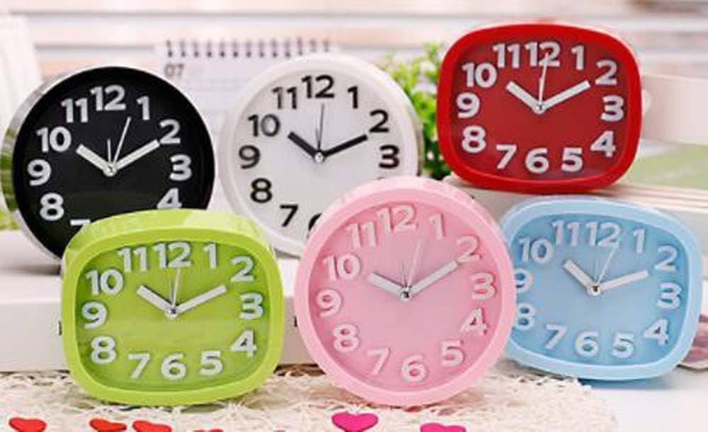 SONTAKUKOU Alarm Clock, Table Clock, Analog Alarm, Travel Clock, Stylish, Children's Clock, Plain (Blue)