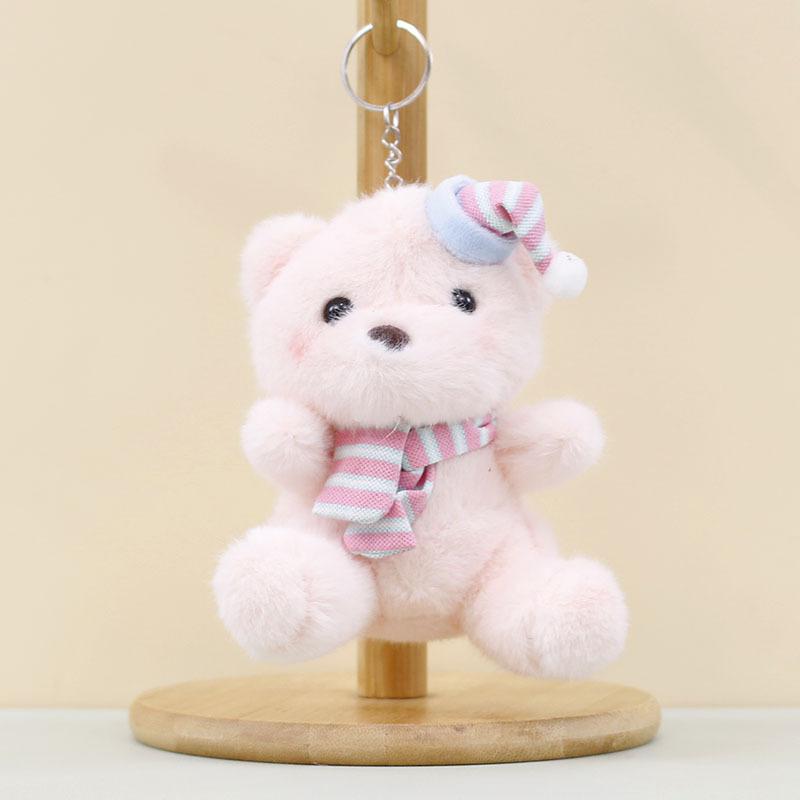 Sweet Teddy Bear Plush Keychain Soft Stuffed Animal Toy In Colors Different