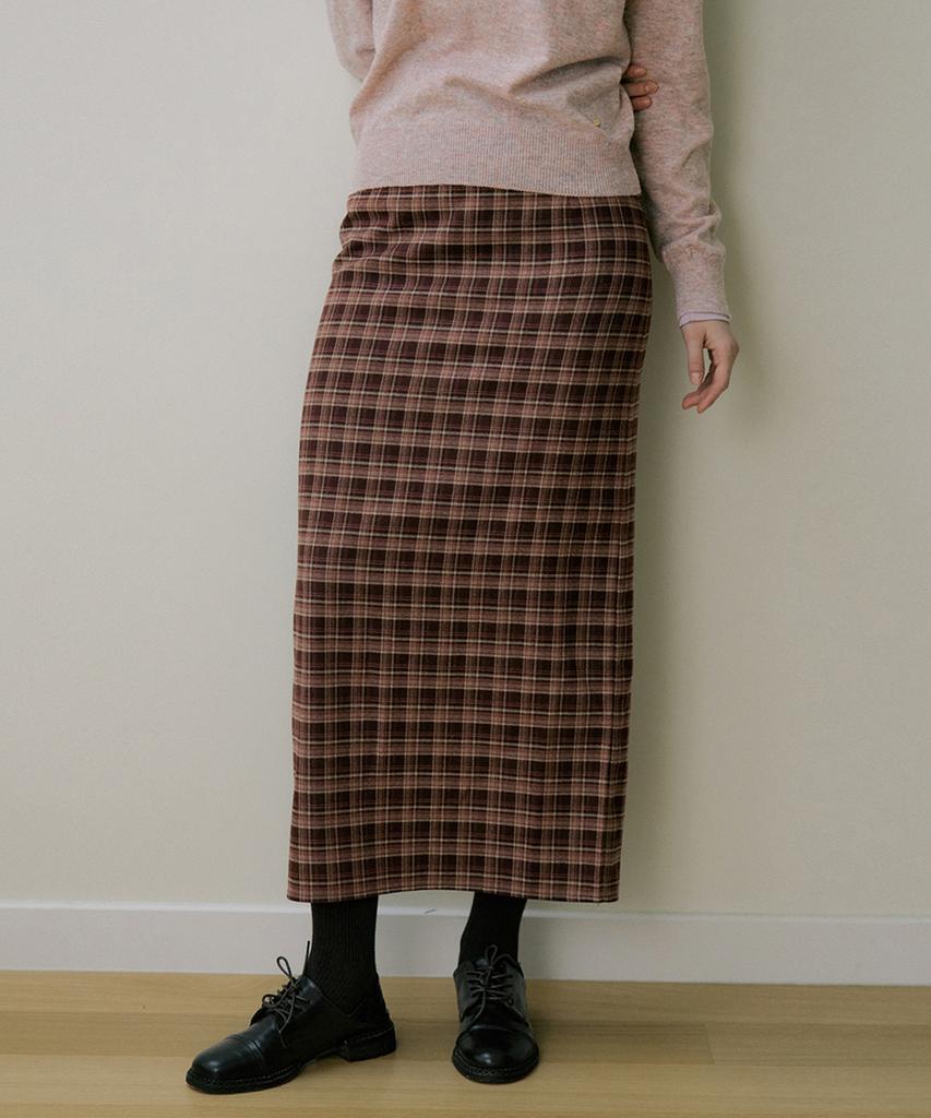 Riorg Eot Soft Check Maxi Skirt Butter Wine
