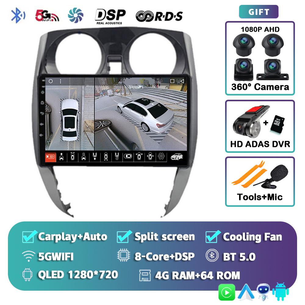 Android 14 Carplay Auto Car Radio For Nissan Note 2 E12 2012 -2021 Multimedia Player GPS Stereo Navigation WIFI+4G DSP 360Camera