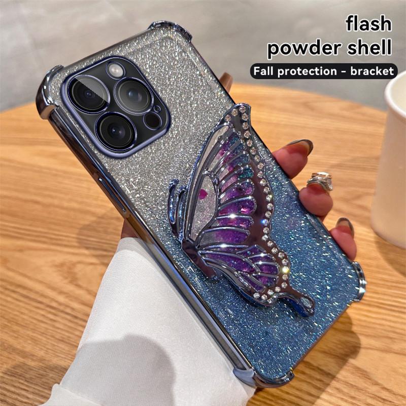 

Glitter Butterfly Stand Phone Case For Xiaomi Redmi Note 15 14C 14 Pro+ 14 Pro 14S 13C 13 Pro+ 13 Pro 13R 12C 12 Pro 12S 11 Pro 10C 10 Pro A5 Redmi Note 10 4G