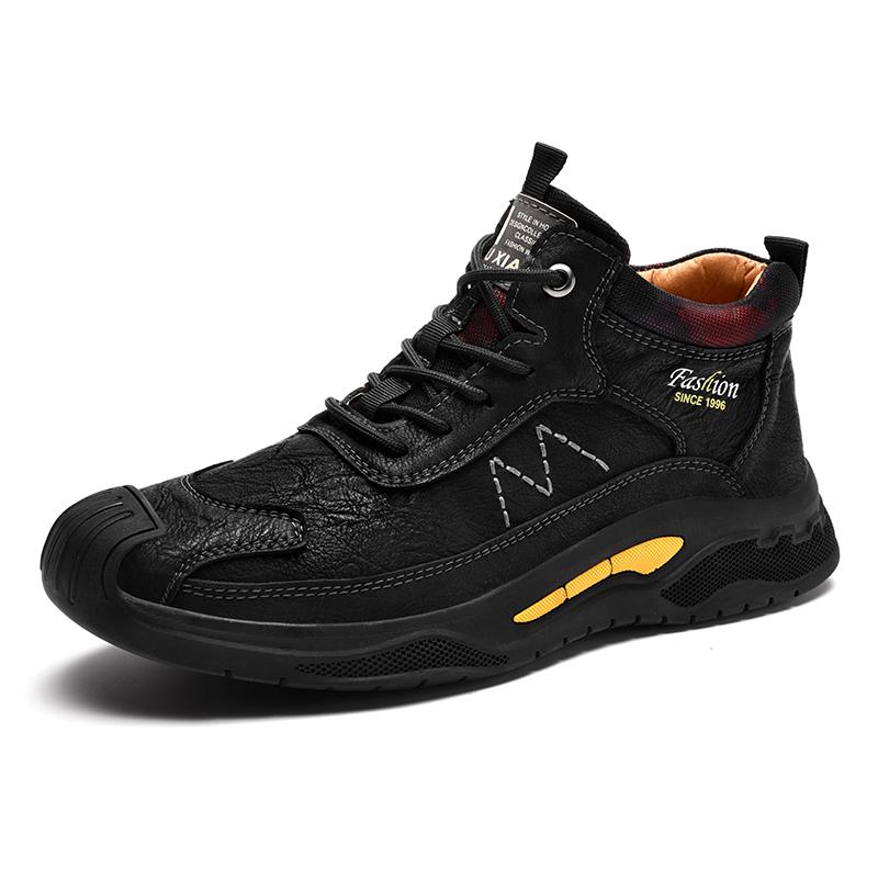 

Модные дизайнерские ботинки из натуральной кожи для походов, мужская зимняя спортивная обувь для активного отдыха, походная горная спортивная обувь, мужские ботинки для защиты от холода 44 чёрный