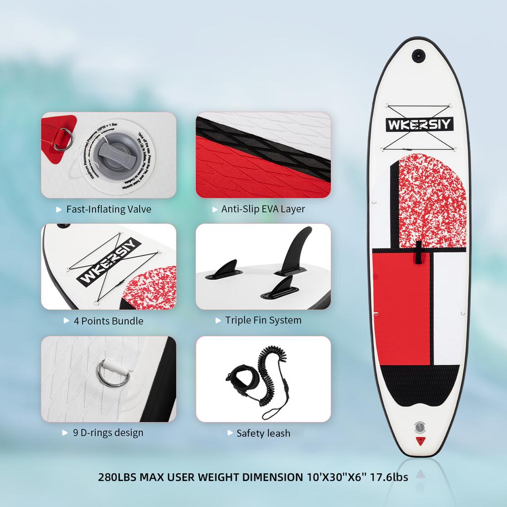 Nadmuchiwana deska do wiosłowania na stojąco, antypoślizgowa deska SUP dla wszystkich poziomów umiejętności. Deska surfingowa z uchwytem na pompkę powietrza