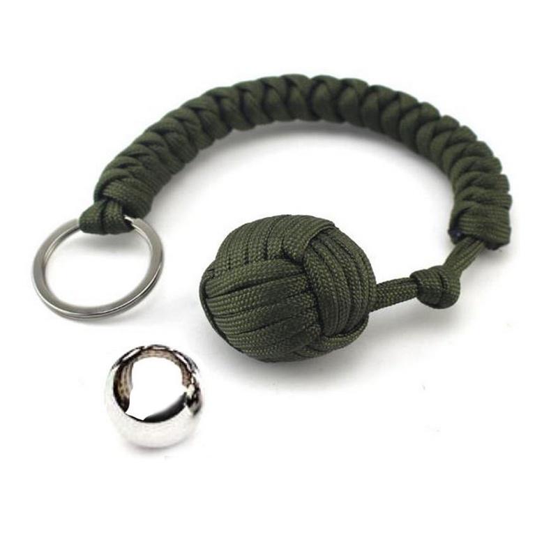 Outdoor Security Protection Black Monkey Fist Steel Ball for Girl Bearing Self Defense Lanyard Survi