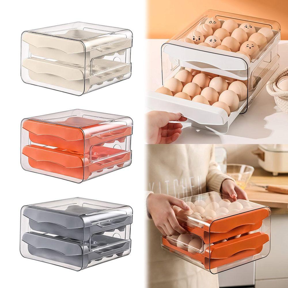 Sliding Drawer Egg Holder Transparent Fridge Egg Organizer Fresh Keeping Egg Container