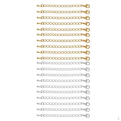 20 Stück 70 mm Halsketten-Verlängerungskette mit Karabinerverschlüssen für selbstgemachte Schmuckherstellung, Gold und Silber