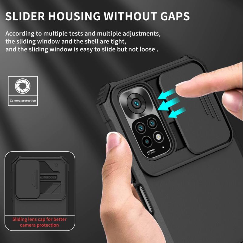 Slide Lens Case for Xiaomi Redmi Note 11S Note11 4G Hybrid Armor Shockproof Kickstand Cover For Redmi Note 11 Pro Cases