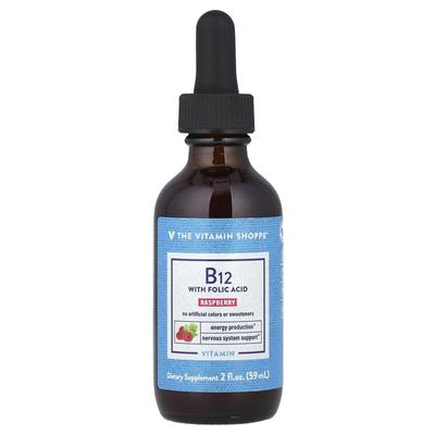 Witamina B12 z kwasem foliowym, malina, 2 uncje płynu (59 ml)