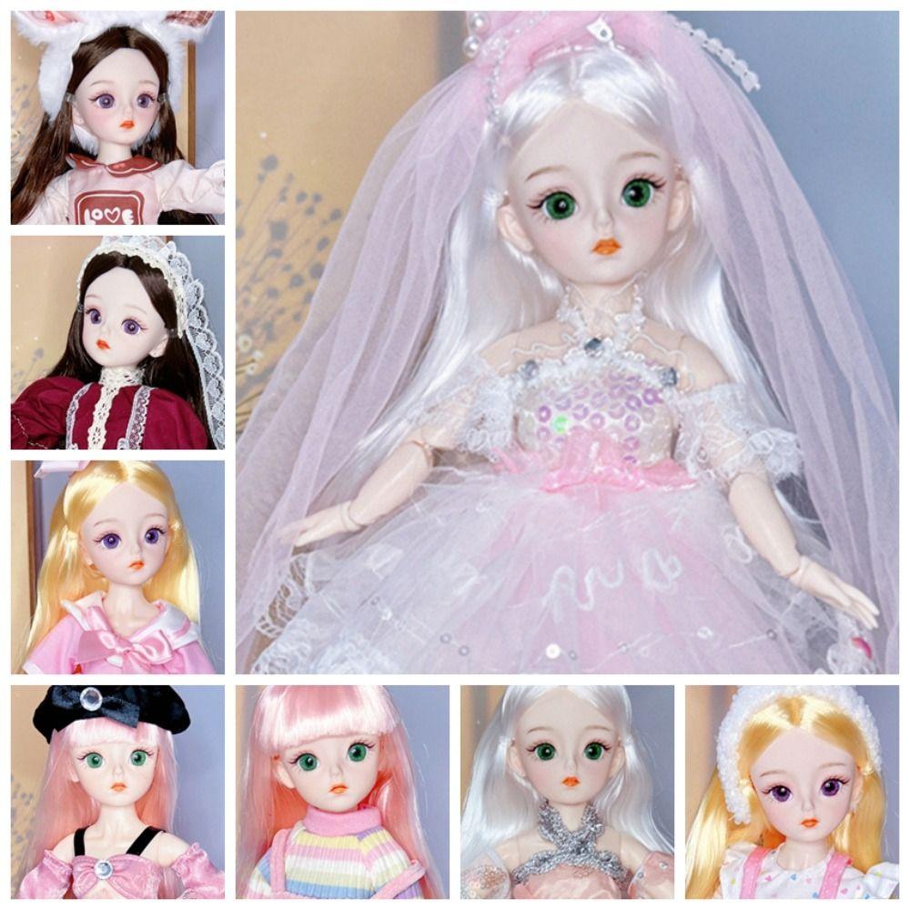 

3D Eyes BJD Dolls Dress Up Removable Joints Doll Mini Dolls Simulated Eye Hinge Doll Girls Gifts U