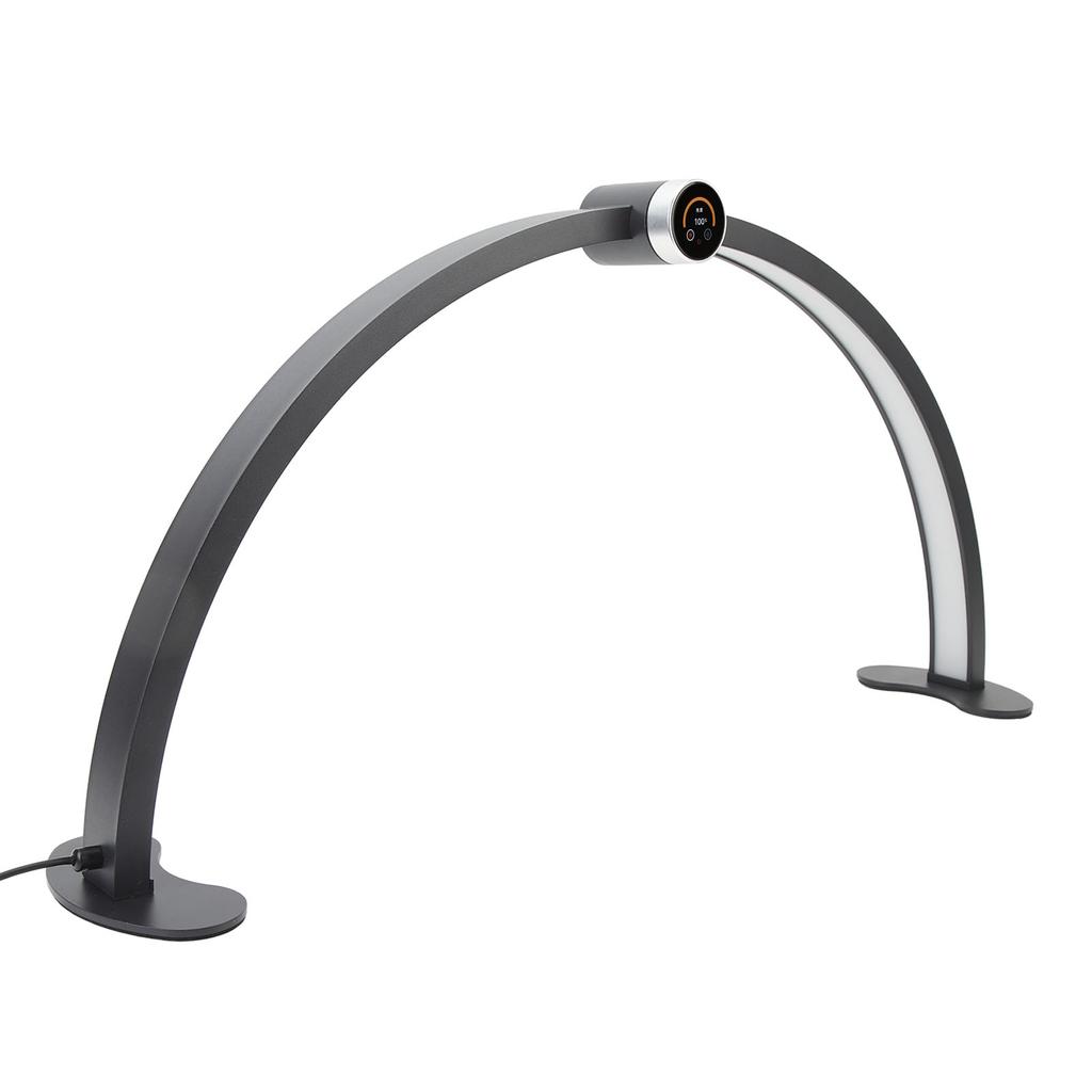 Half Moon Desk Lamp 27 Inch 40W 3000 to 6000K Dimmable Half Moon Nail Light with LED Clock Display for Lash Extension Skincare