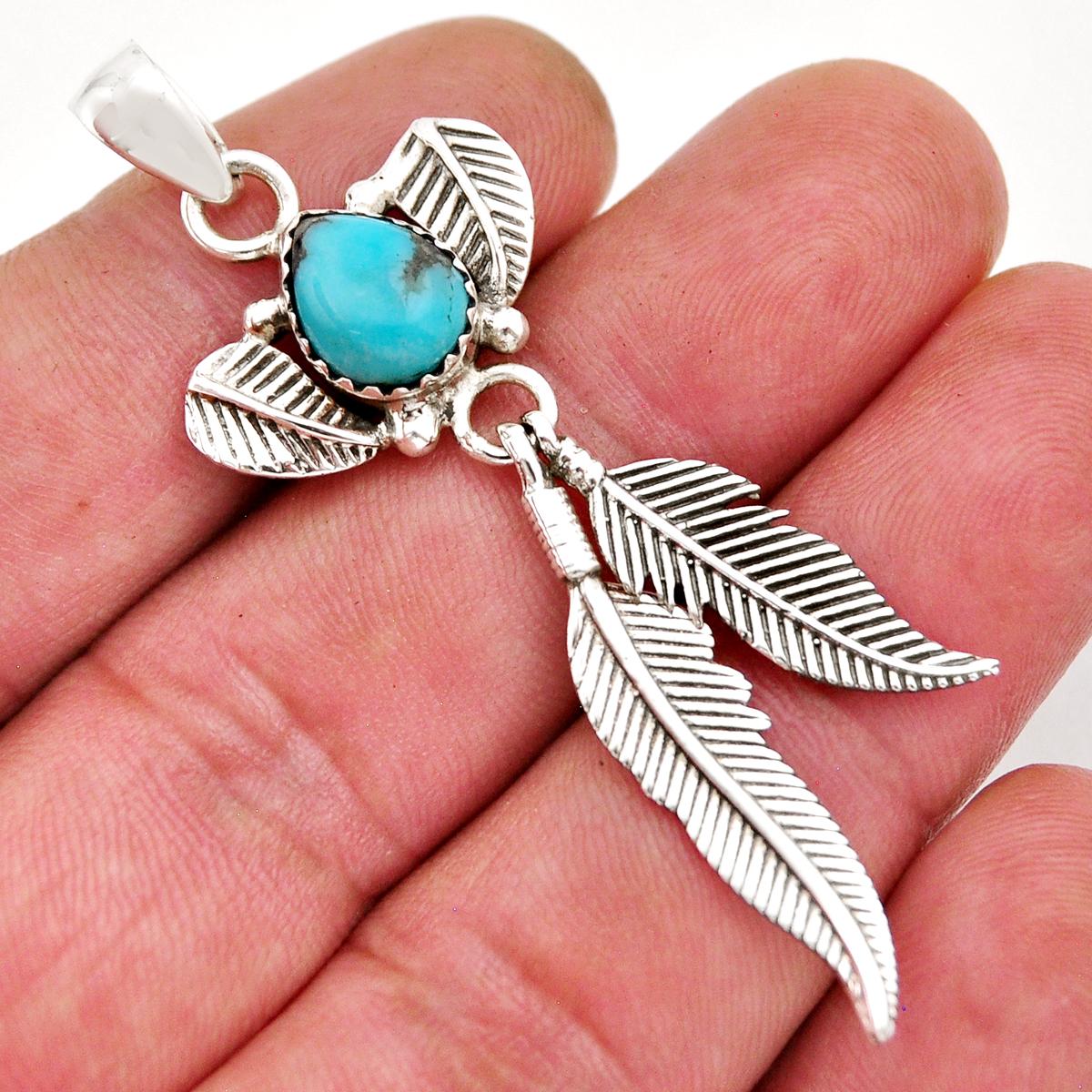 

2.53cts голубая бирюза стерлингового серебра 925 кулон ювелирные изделия ручной работы