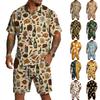 Men's Casual Short Sleeve Shirt and Shorts Set Beer Festival Print Lightweight Breathable Summer Outfit for Outdoor Activities