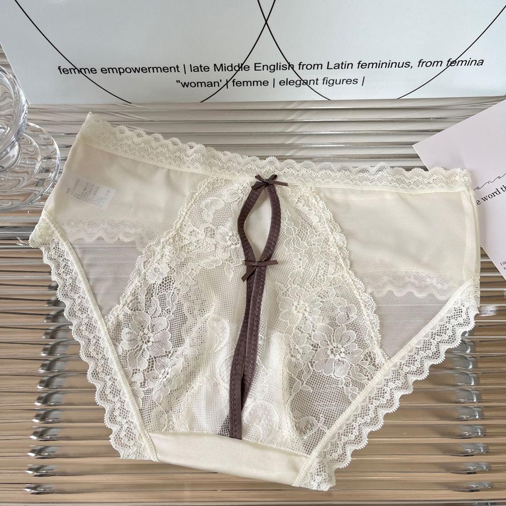 Women's Panties Sexy Thin Underwear Hollow Bow Underwear Soft Breathable Waist Intimates Lace Flower Pattern Super Comfortable