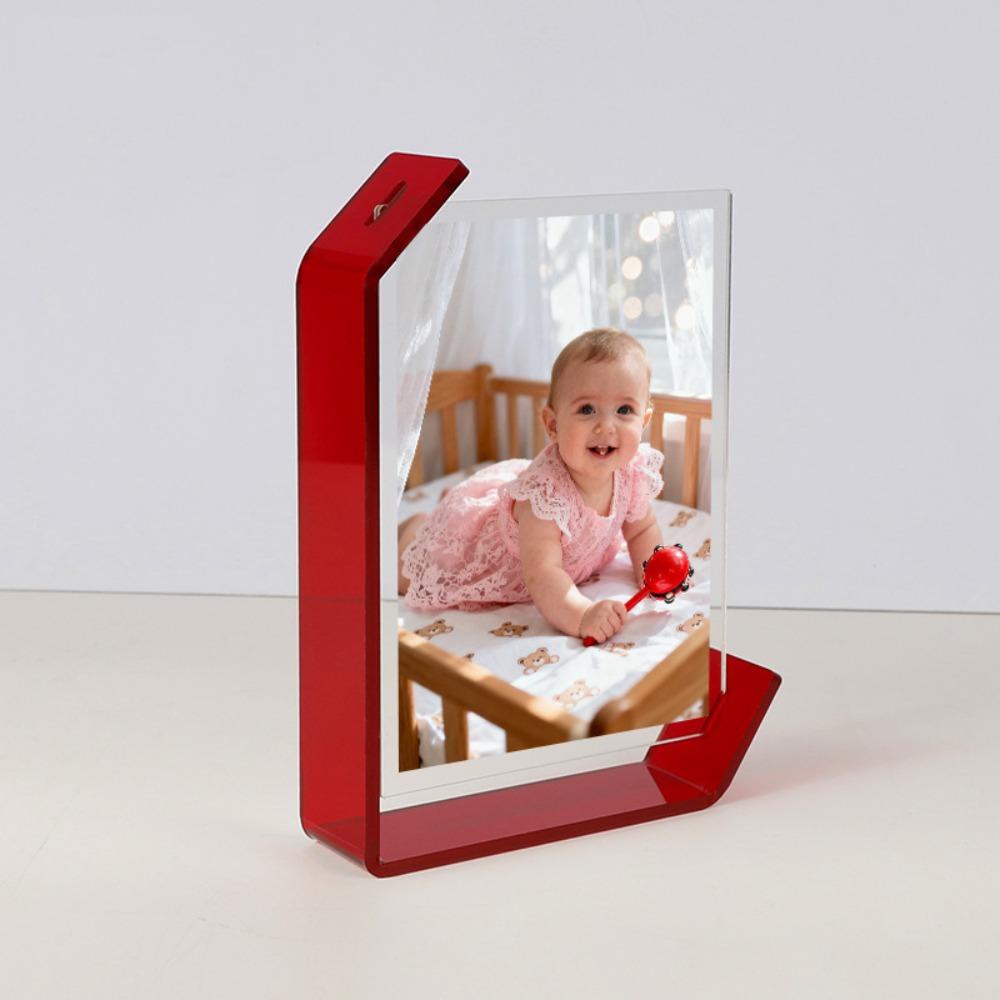 Transparent L-shaped Tabletop Stand Modern Poster Frame Creative Menu Frame  Tabletop Display 5 inch красный