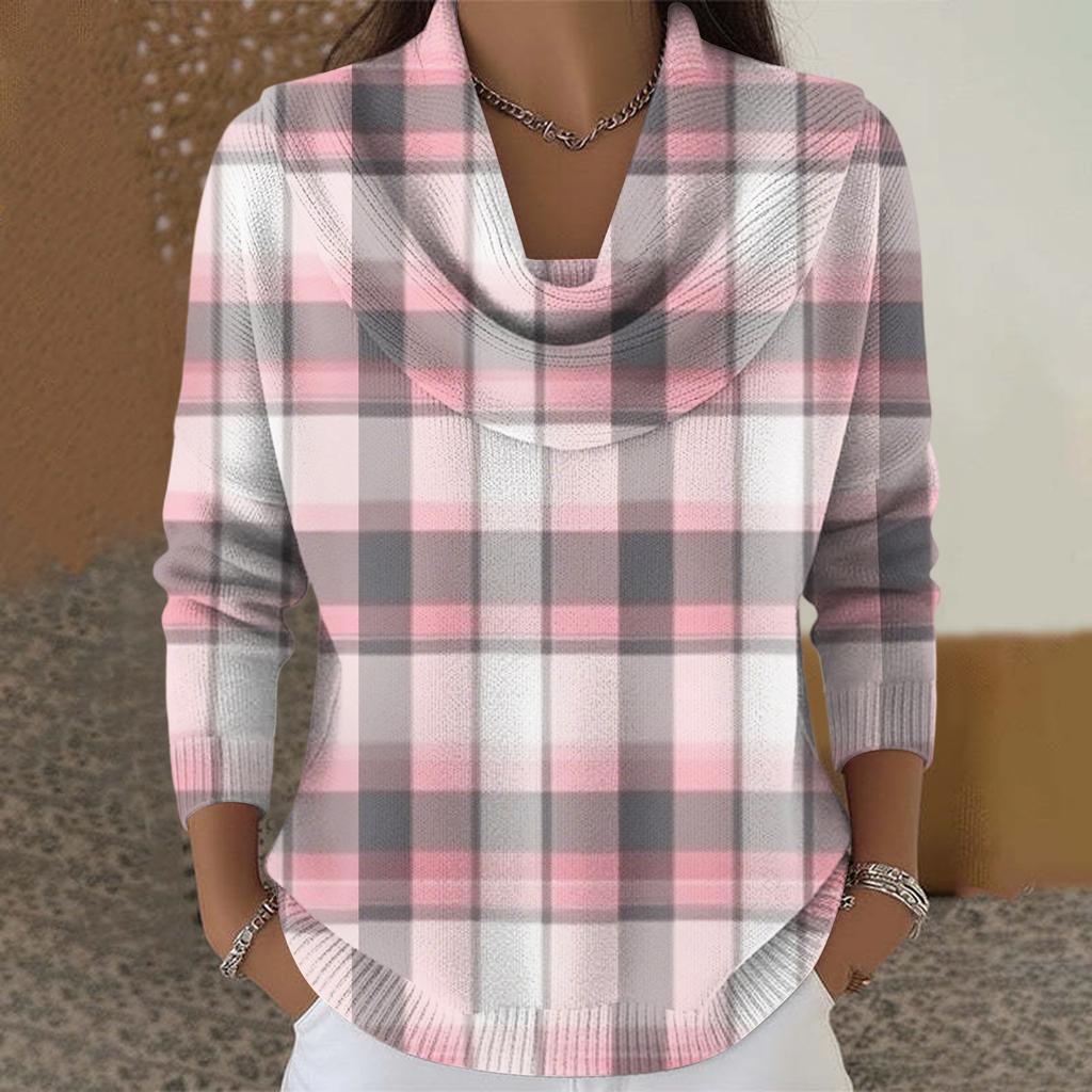 Dámský ležérní a módní svetr s dlouhým rukávem a potiskem, kulatým výstřihem