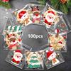 100pcs Christmas Treat Bags - Self-sealing Disposable Opp Candy & Cookie Pouches with Festive Cartoon Designs for Holiday Gift