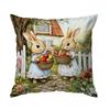 Double Sided Easter Day Garden Rabbit Pattern Pillow Cover Farmhouse Cushion Cover for Living Room Sofa and Holiday Home Decor