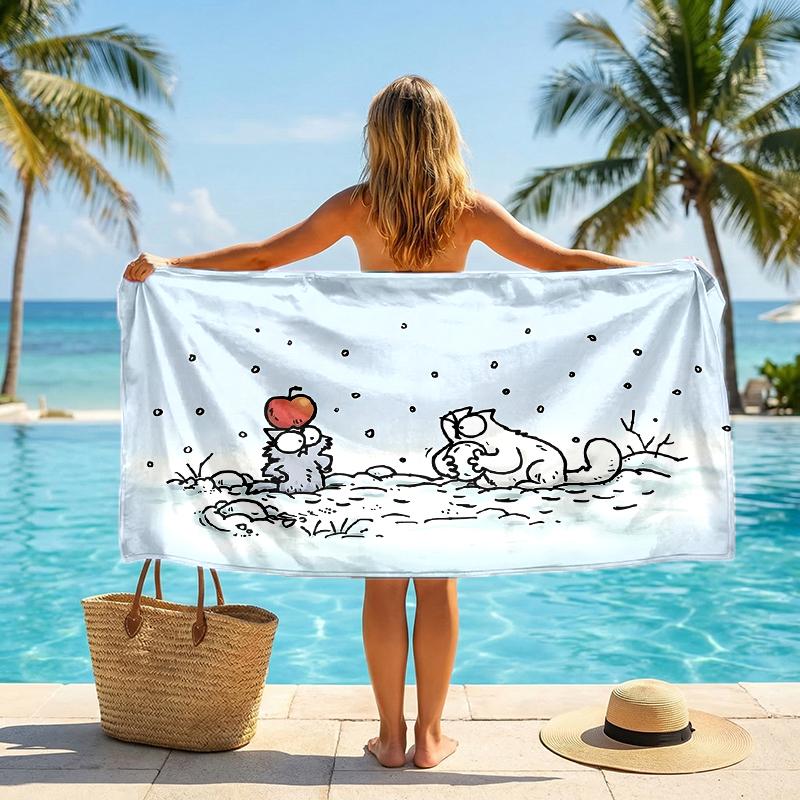 Simon'S Cat Fashion Beach Towel: Ideal for Summer Adventures Soft, absorbent and quick drying suitable for swimming and bathing