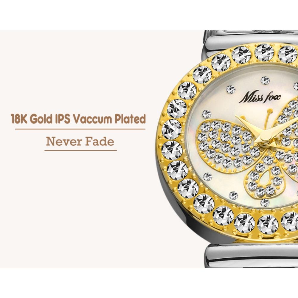 Butterfly Rhinestone Quartz Watch For Women Round Full Diamond Bezel Shell Dial Luxury Alloy Bracelet Elegant Party Waterproof Wristwatch