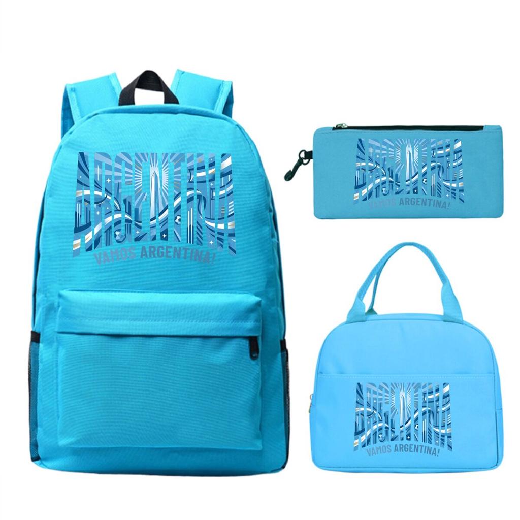 National Inspirational Quotes 3Pcs Backpack for Girl Boy Bookbag Set Mexico Brazil USA Print Soccer Fan Knapsack with Lunch Box