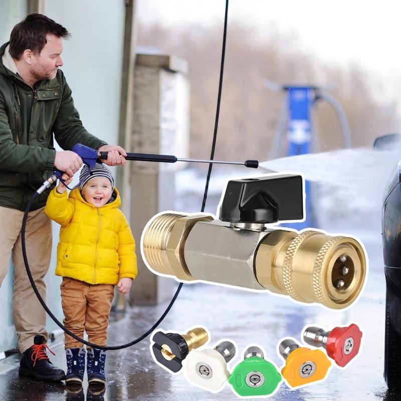 High Pressure Washer Ball Valves M22 14MM Adapter With Quick Coupling Ball Valves Replacement Easy To Installation