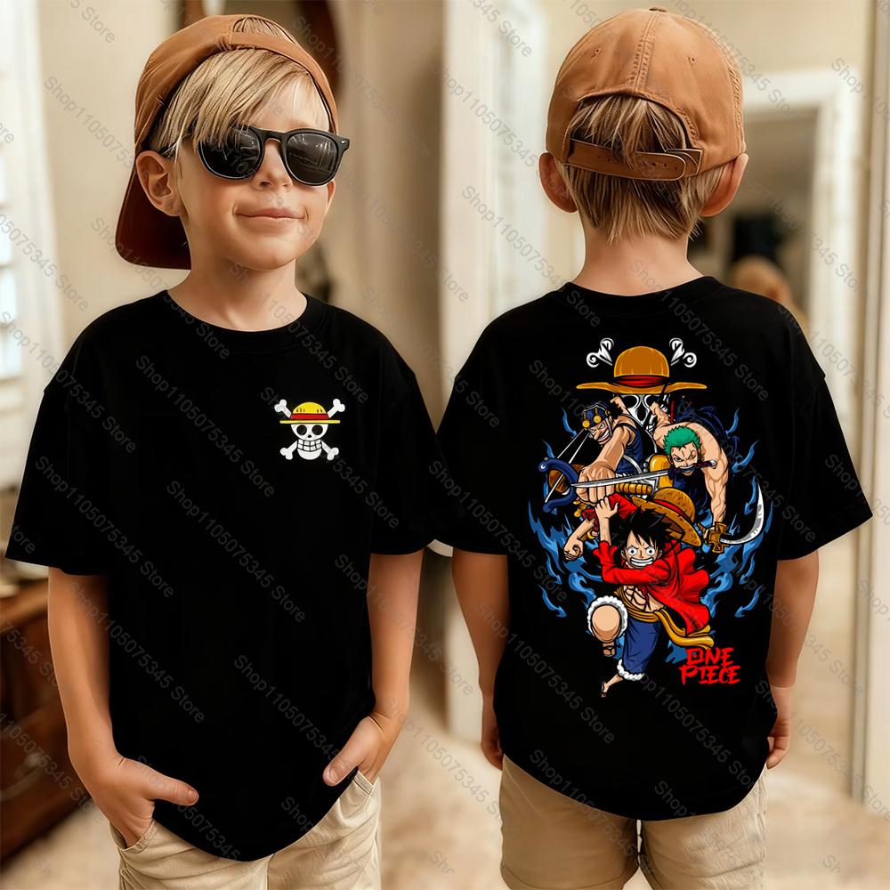 One Piece Japanese Anime Printed Mens TShirt Roronoa Zoro Boy Childrens Harajuku Short Sleeve Kids Luffy Tshirt Clothing