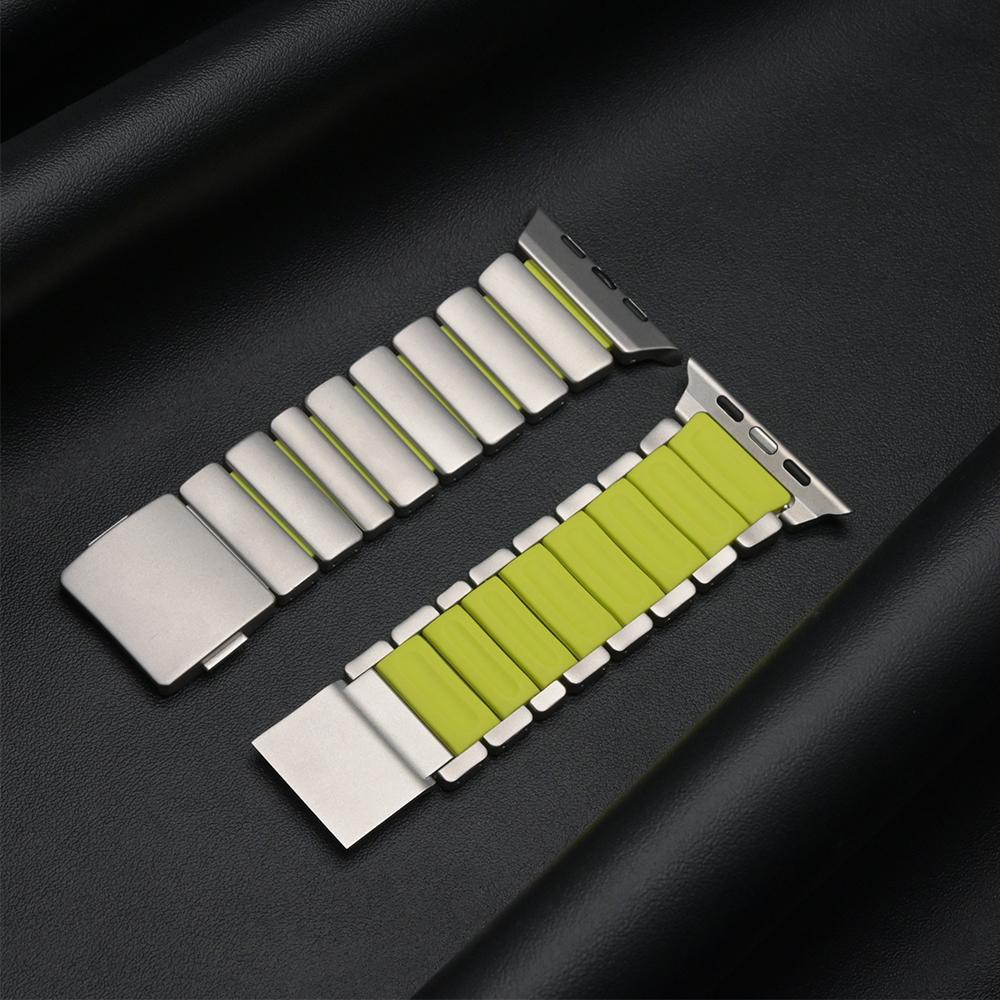Rubber Luxury Bracelet for Apple Watch Series 11 10 46mm Ultra 3 49mm Titanium Magnetic Strap for Iwatch 9 8 5 SE 45mm 44mm Band