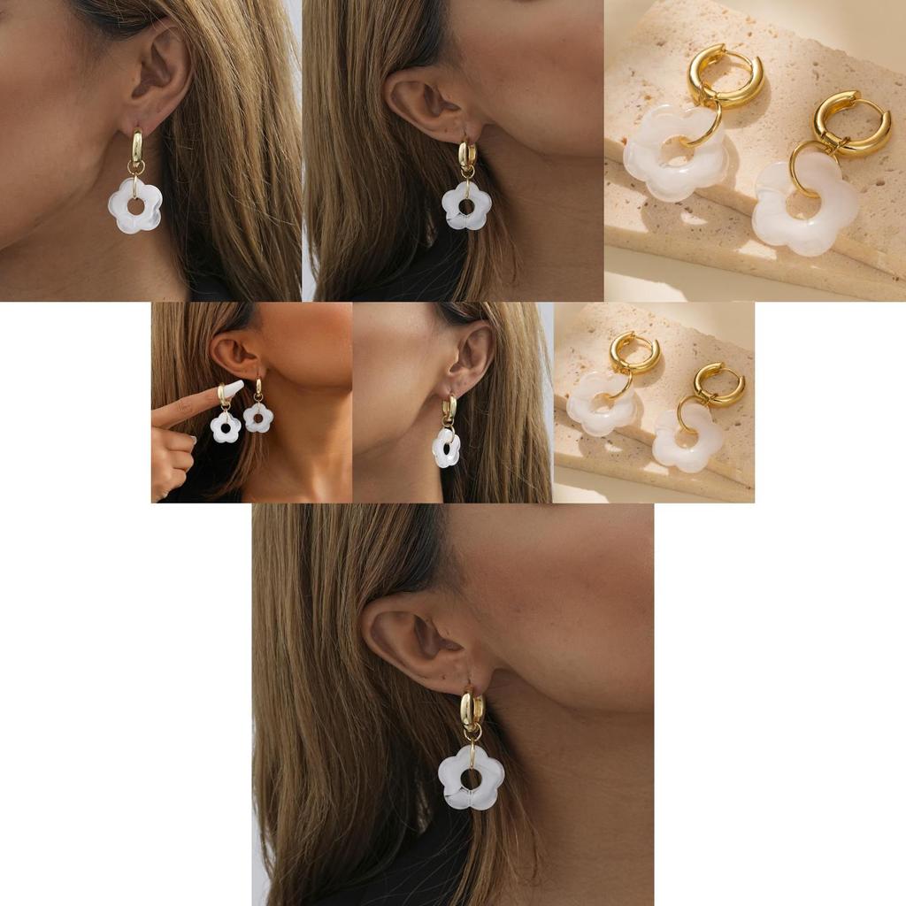 Elegante Harz-Blumenohrringe Winter-Saison-Trend Schicker Geometrischer Stil