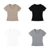Casual White Cotton Blend Vneck Tshirt For Teen Girls Summer Wear