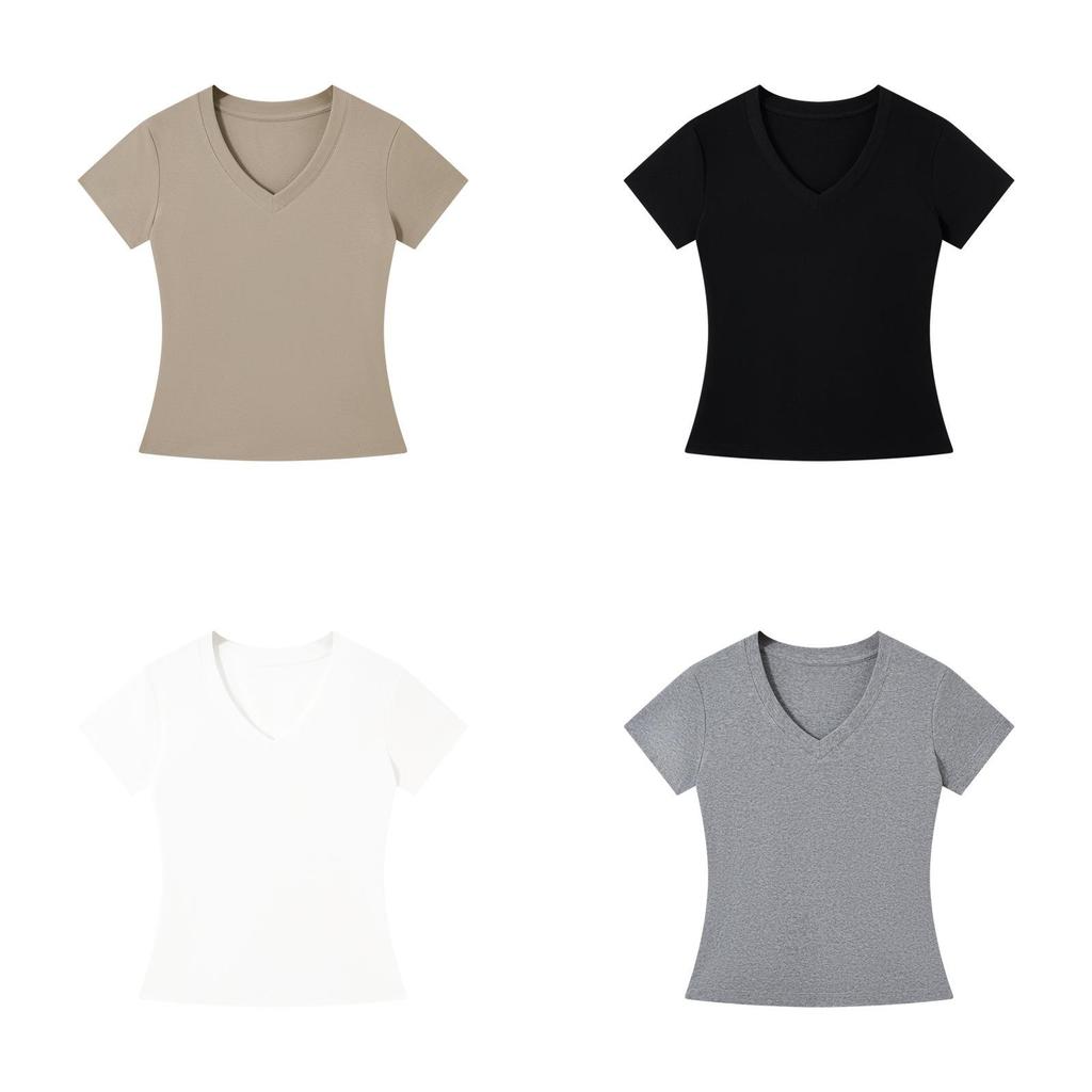 Casual White Cotton Blend Vneck Tshirt For Teen Girls Summer Wear
