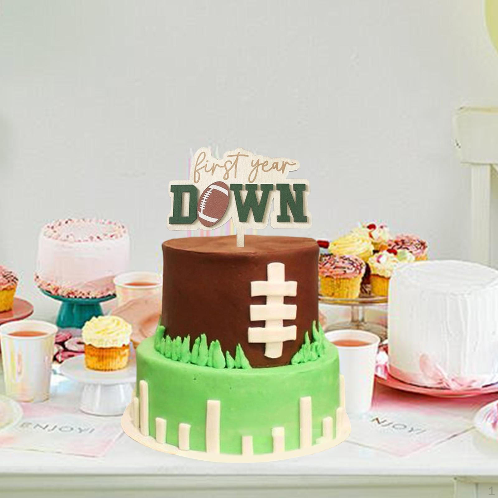 

Топпер для торта Первый год , Деревянный, Украшение для вечеринки в честь 1-го дня рождения в футбольной тематике, Реквизит для фотосессии своими руками, День рождения